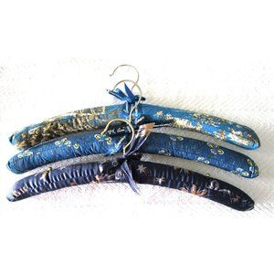 Fabric Padded Hangers Blue Colors Floral/Abstract/Night - Shabby Victorian Set 3